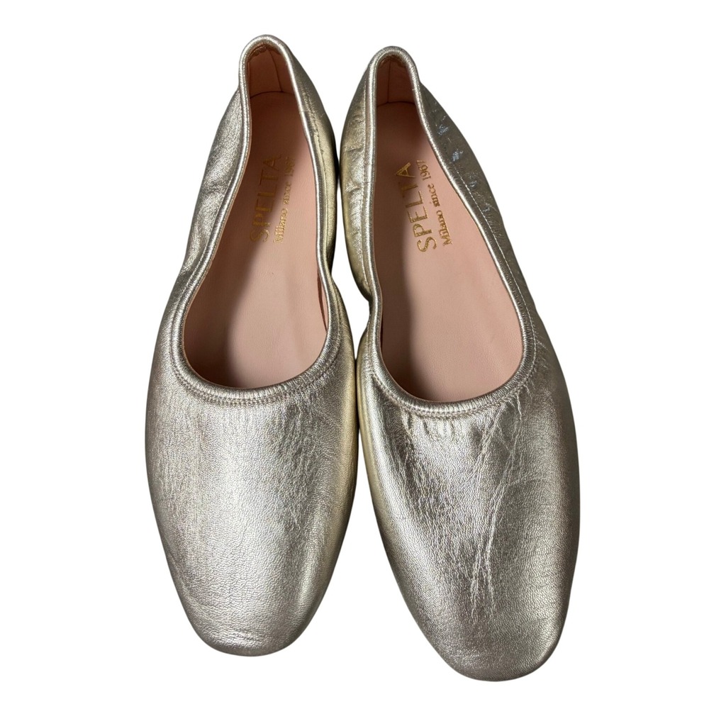 Spelta Milano Gold Metallic Leather Ballet Flats Opera Shoes 40 9.5 Italy